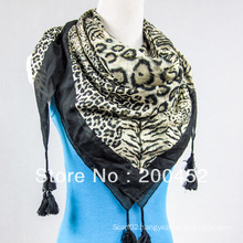 Silk Cotton Big Square Scarf with Tassel